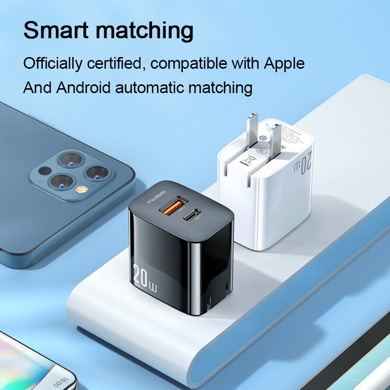 Cốc Sạc Nhanh 20w PD Type C + Cổng USB hỗ trợ QC 3.0 Cho Iphone Ipad Samsung Xiaomi LG Oppo Vivo Huawei  Sony