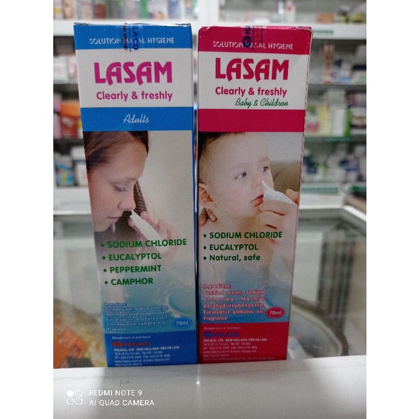 Xịt mũi Lasam với tinh chất khuynh diệp vệ sinh mũi hàng ngày cho trẻ em và người lớn chai 70ml