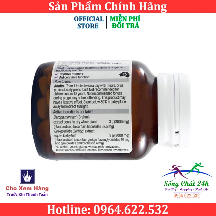 Viên Uống Hoạt Huyết Hỗ Trợ Chức Năng Não Blackmores Ginkgo Brahmi Của Úc