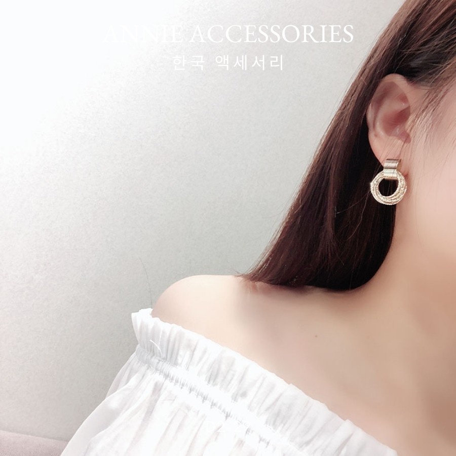 Bông tai tròn mạ vàng nhiều vòng phong cách hiện đại ANNIE - D2-29