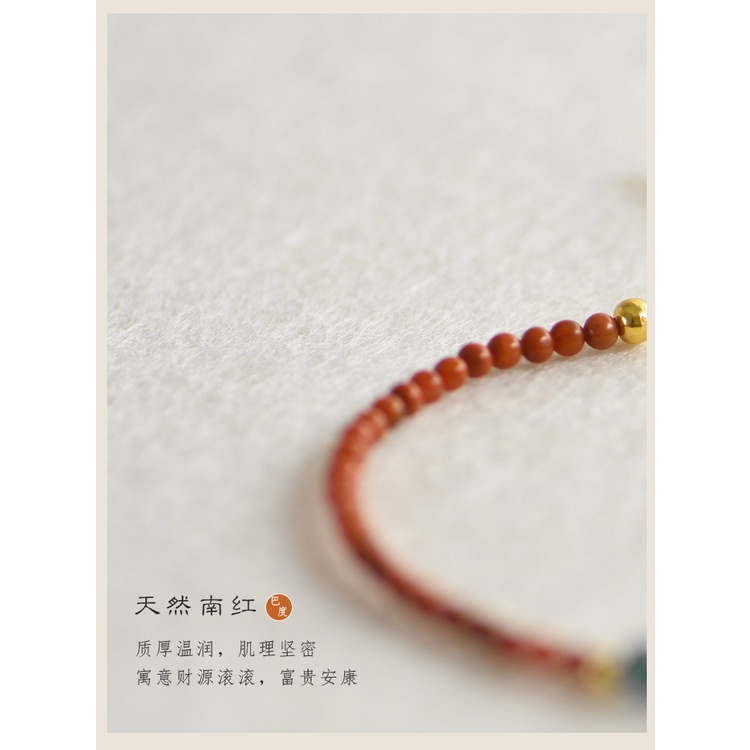 [Hàng Mới Về] Vòng Đeo Tay Đính Đá Mã Não Đỏ Persimmon Màu Đỏ Phía Nam Cho Nữ