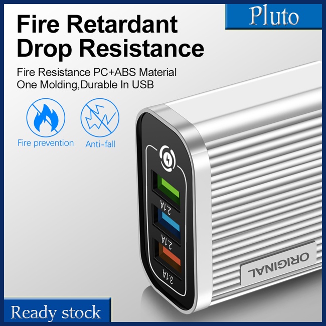 Mới Củ Sạc Nhanh 3 Cổng Usb 5V / 3A Có Đèn Led