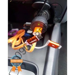 - Cáp Sạc Remax 2 Đầu Cho Iphone, Micro Usb Có Đèn Led (Remax Aurora) - BH 6 Tháng