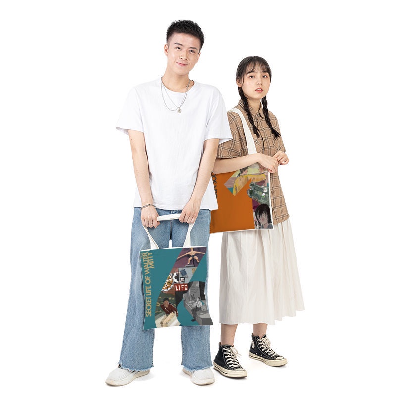 Túi xách vải đeo vai in họa tiết thời trang Hàn Quốc