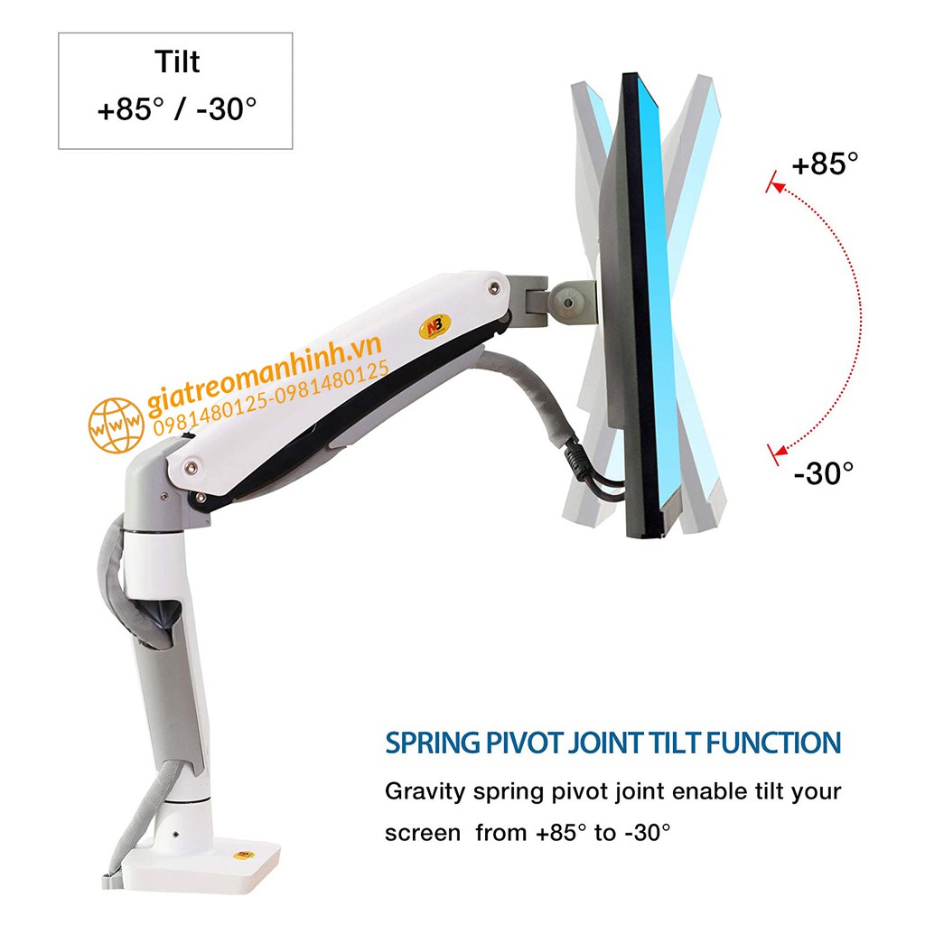 Giá Treo Màn Hình NB-F100A Tải Trọng 12 Kg / Tương Thích Màn 27-34 Inch  - Phiên Bản Màu Trắng