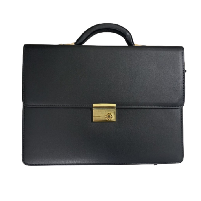 Túi xách cặp da bò công sở khóa số T12 38x27x7cm đựng laptop 14inch (Nâu-Đen) | BigBuy360 - bigbuy360.vn