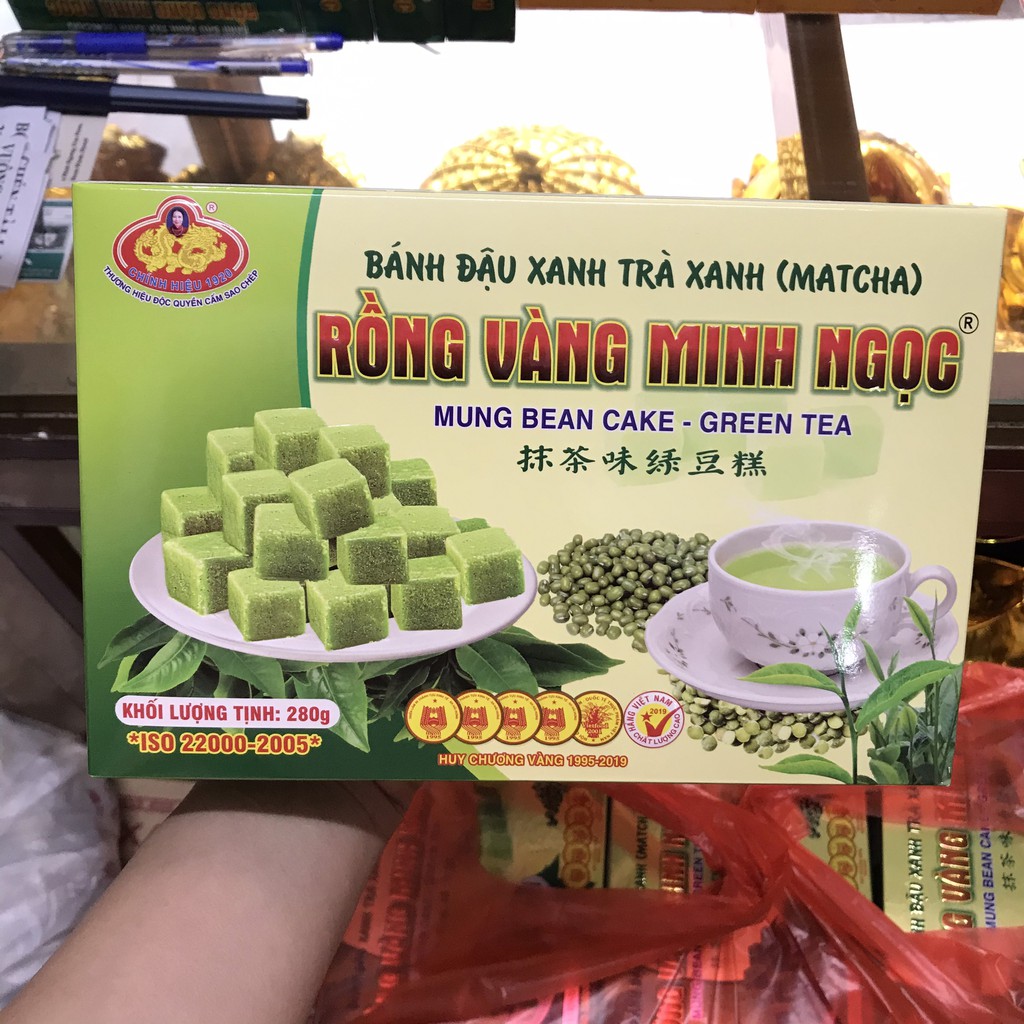 Bánh đậu xanh rồng vàng Minh Ngọc trà xanh matcha 180g/ 280g - Đặc sản Hải Dương