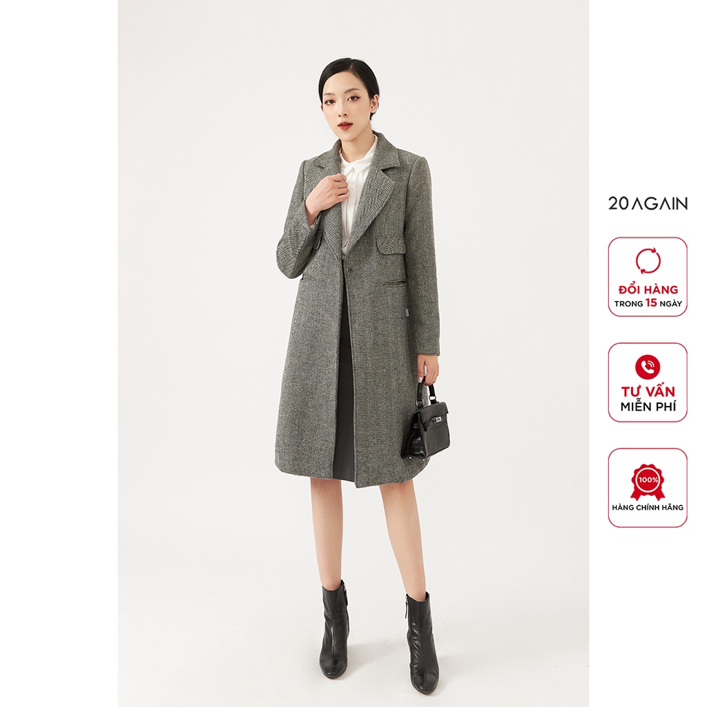 Áo khoác dạ nữ dáng dài trendy 20AGAIN, kiểu dáng thời thượng, thiế kế túi độc đáo  KDA1736 | BigBuy360 - bigbuy360.vn