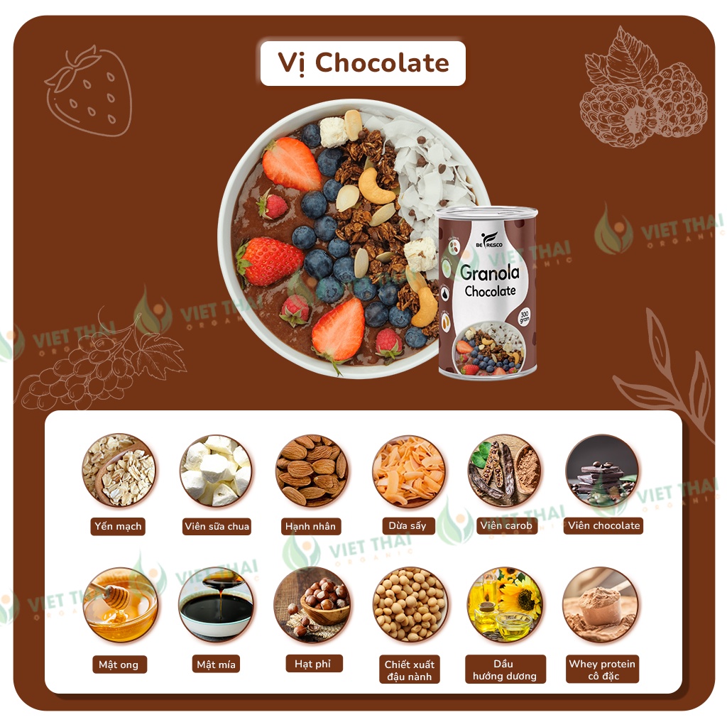 [Deal Quà] Ngũ Cốc Granola Giảm Cân Ăn Kiêng Mix Sữa Chua Sấy Khô Siêu Ngon Befresco (300G)
