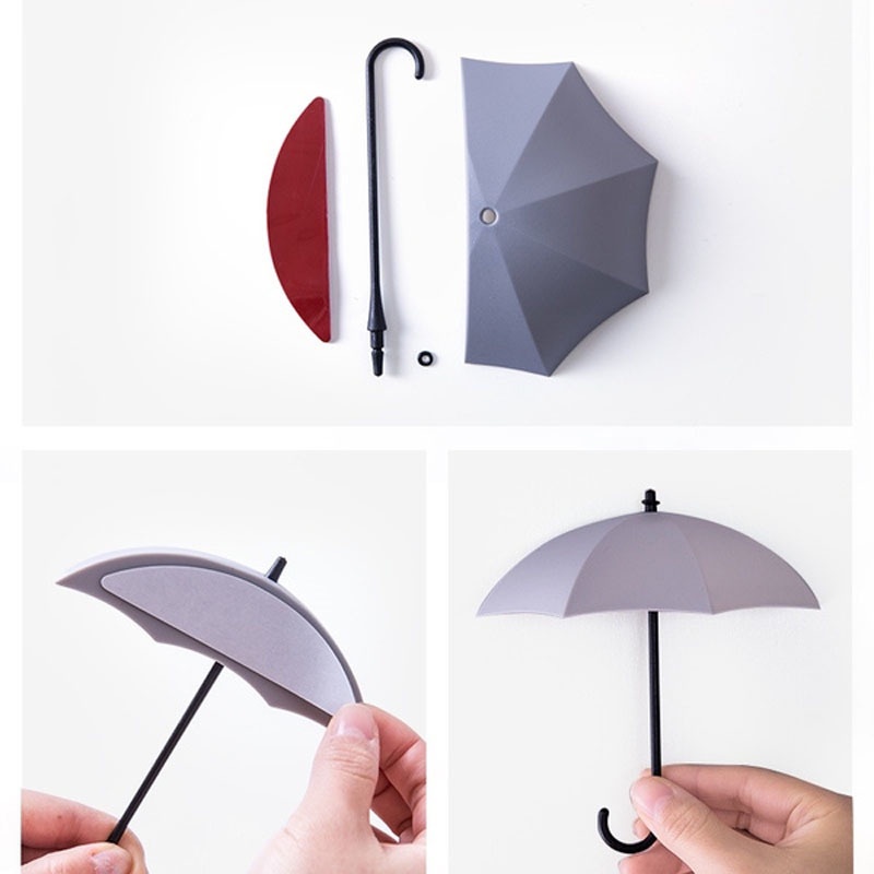 Set 3 Móc Treo Đồ Gắn Tường Hình Cây Dù Sáng Tạo Tiện Dụng