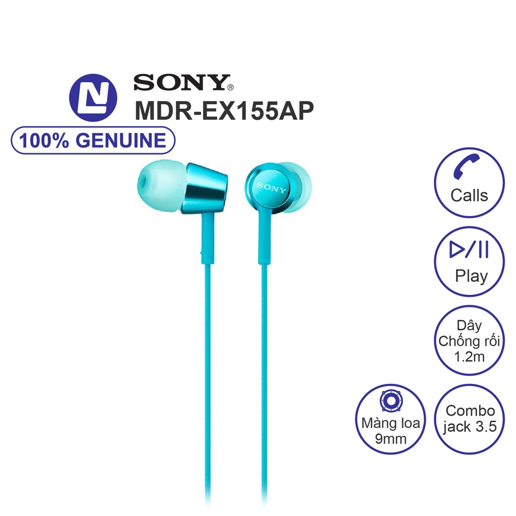 NEW Full box - Sony MDR-EX155AP Tai nghe nhét tai có dây- micro