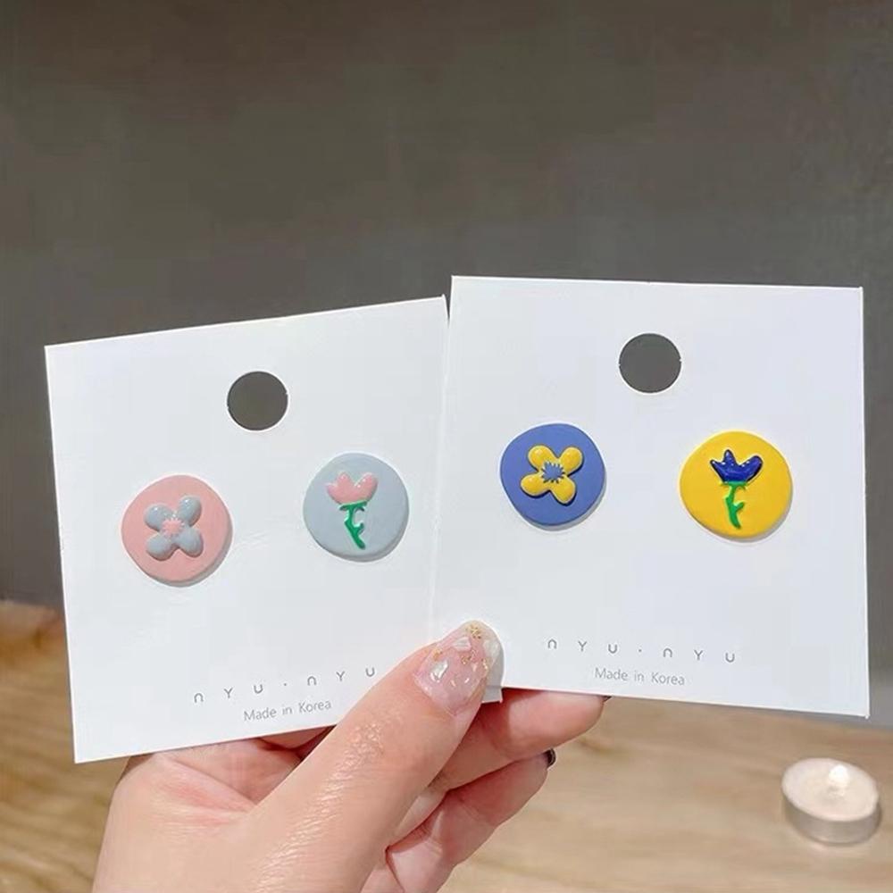 Vanes1 Khuyên Tai Hợp Kim Hình Hoa Tulip Màu Sắc Ngọt Ngào Đơn Giản Cho Nữ