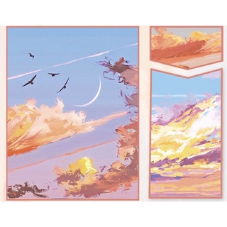 (Chu kỳ)  2 mẫu băng dính washi tape hoạ tiết thiên nhiên mây trời xanh đỏ