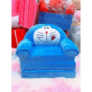 Sofa Giường - Ghế Lười Bông Hình Thú Cho Bé (3tầng) - Mèo Ú Xanh