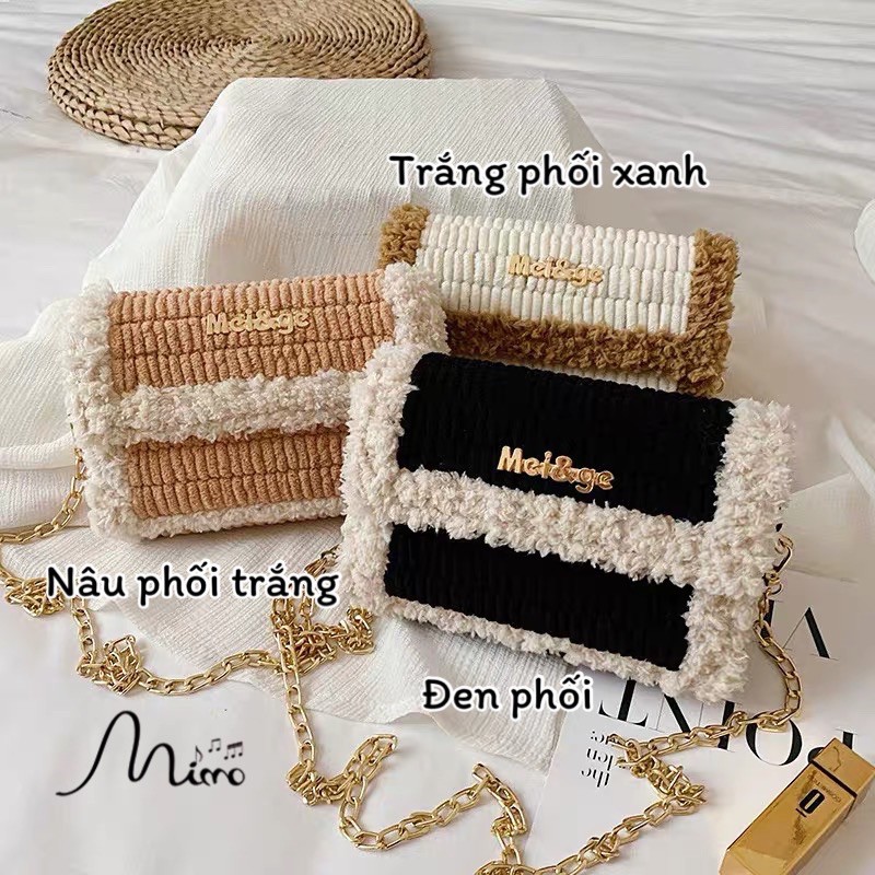 [Có video + hàng sẵn] Túi Handmade Tự đan đầy đủ phụ kiện đan len gồm len mịn, cancas cắt sẵn, dây xích hot tiktok