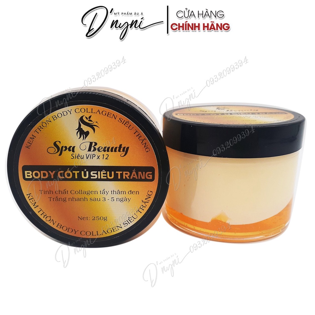 Kem. Body Cốt Ủ Siêu Trắng 250g Kem Body Mix Collagen 2 Tầng