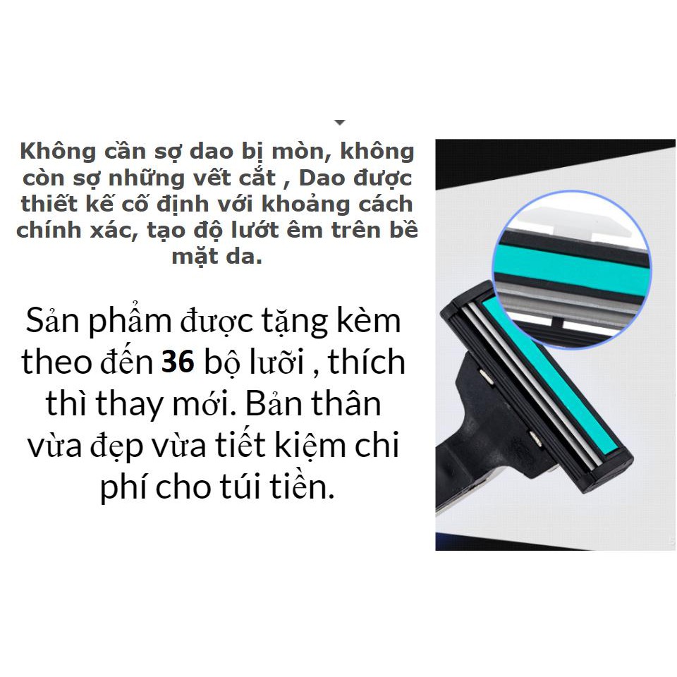 Set Dao Cạo Râu 38 Món 1 dao cạo+ 36 lưỡi Cạo + 1 tuýp kem cạo râu = 38 món