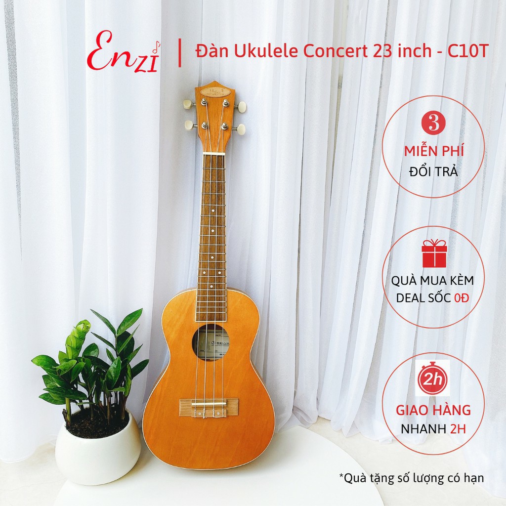 Đàn ukulele concert Enzi C10T màu gỗ phong cách cổ điển, âm thanh vang sáng giá rẻ chất lượng