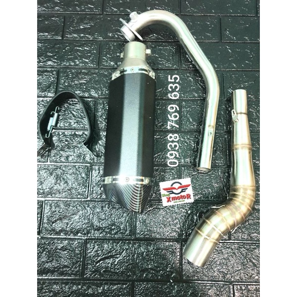Pô akrapovic 2 ống xả gồm cổ gắn Winer iner Sonic Ex150 Ex155 Raider Satria GSX