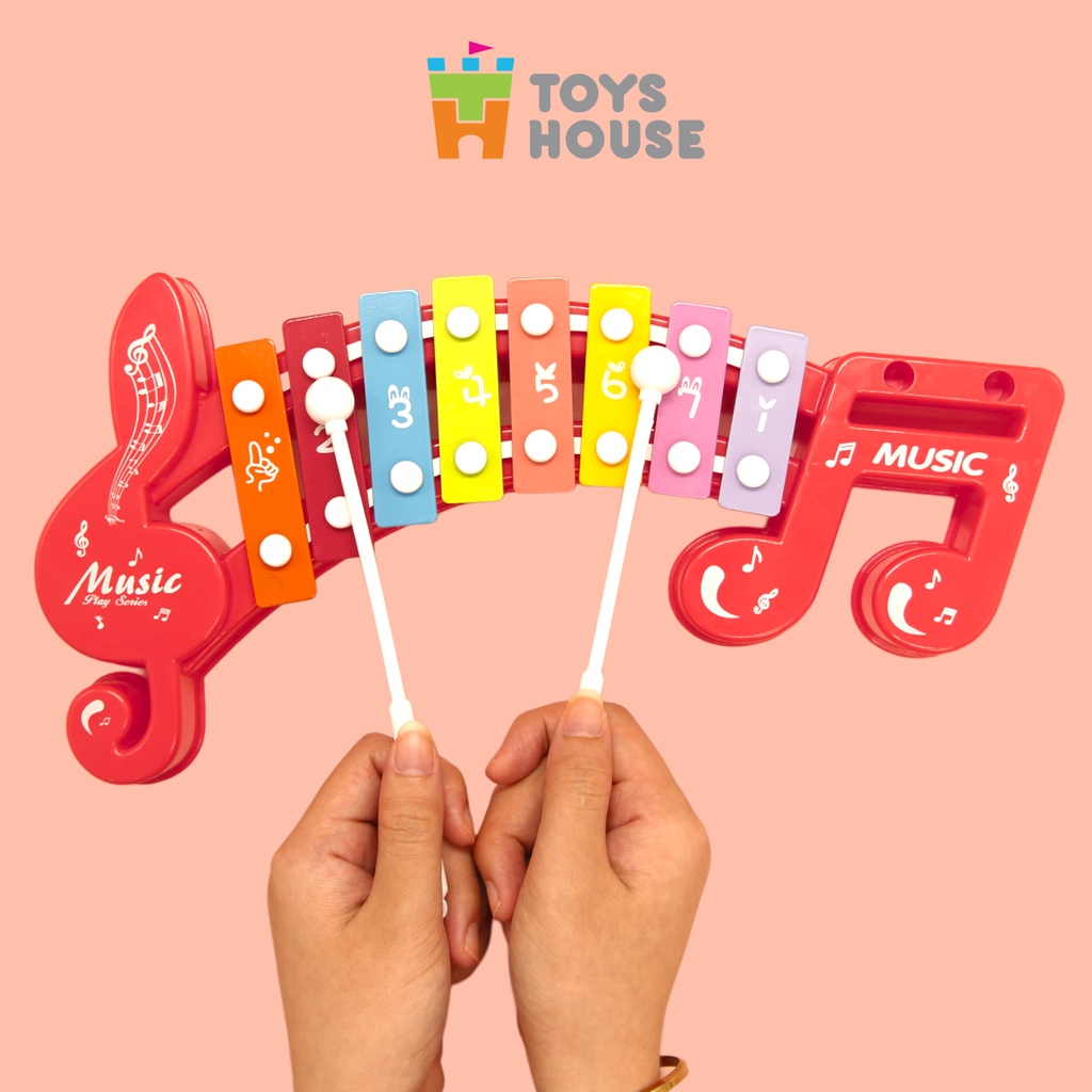 Đồ chơi đàn gõ Xylophone cho bé 8 phím hình nốt nhạc Toyshouse 683-2