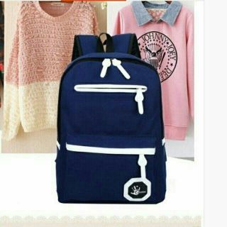 Balo nữ nam laptop thời trang Hand xanh sọc trắng - chất đẹp - balo TLBL0039