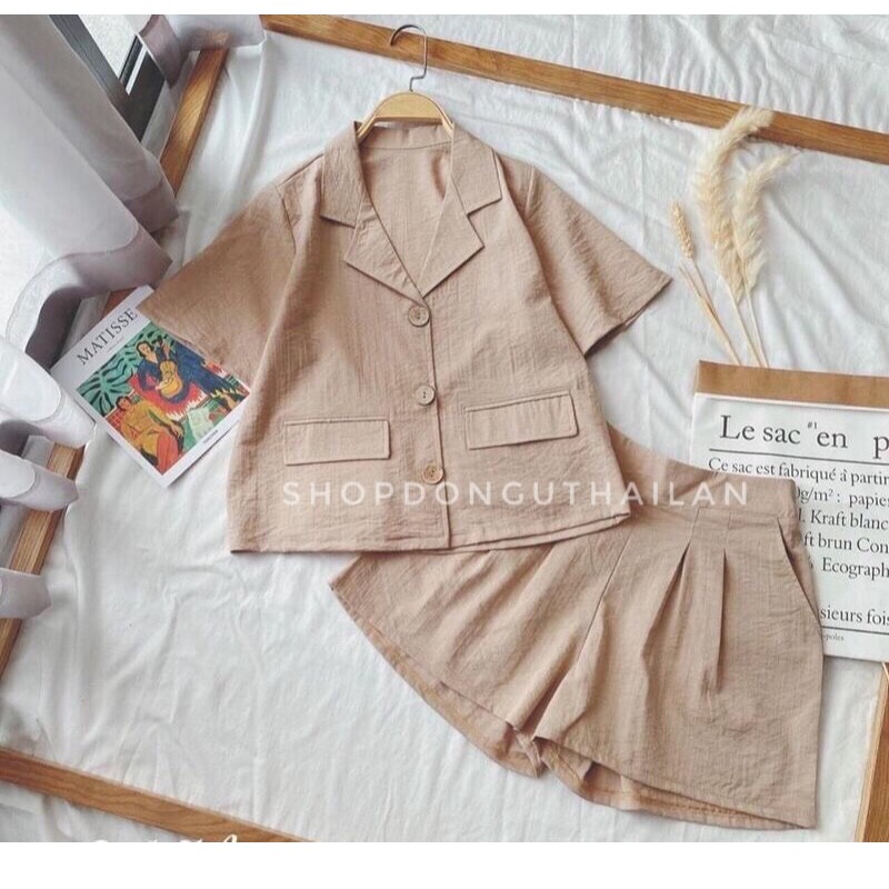 Set Áo Vest Đũi Mix Quần Sooc Ống Rộng | BigBuy360 - bigbuy360.vn