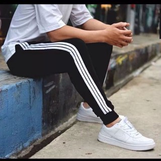 Quần 3 sọc nam nữ ống bó, quần thể thao adidas nam nữ ống bó vải POLy cao cấp