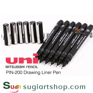 Bút line đi nét vẽ kỹ thuật Uni pin - màu xanh, đỏ