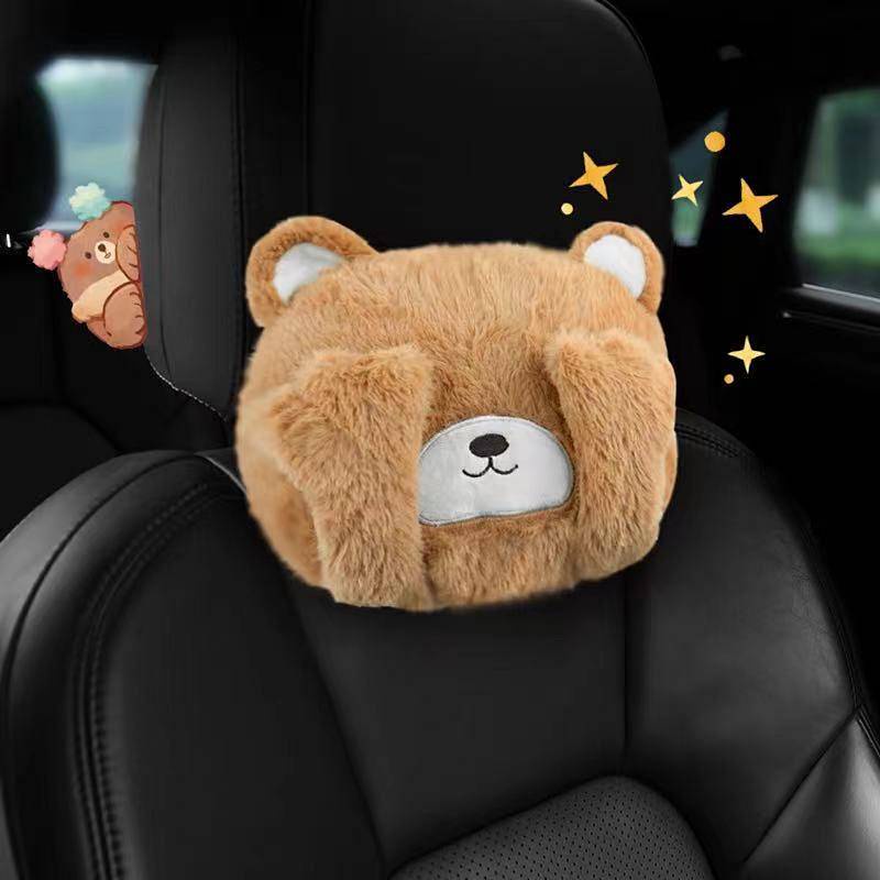 Automotive Headrest Lumbar Support Pillow a Pair of Car Neck Support Pillow Plush Car Pillow Seat Car Cartoon Car Headrest Automotive Headrest wnl9