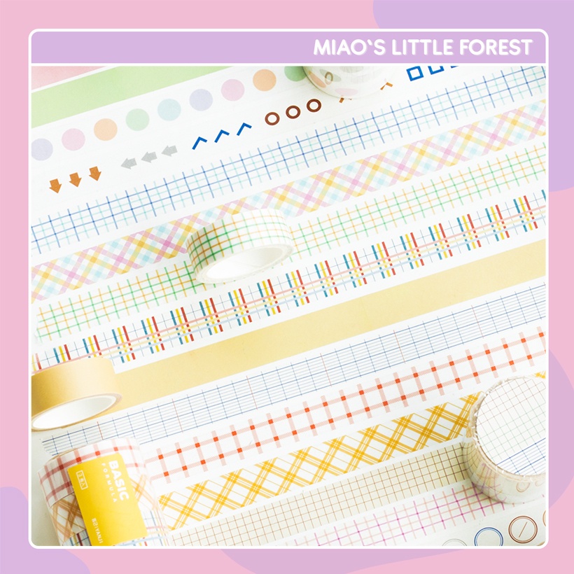 Washi tape MIAO'S LITTLE FOREST set 3 cuộn băng dính phong cách basic trang trí sổ tay bullet journal MWT232