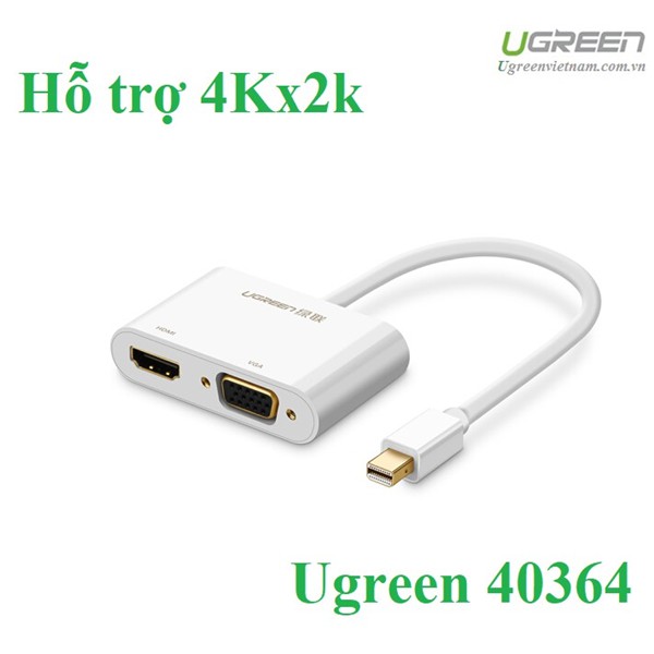 Cáp chuyển đổi 2 trong 1 Mini Displayport to HDMI/VGA hỗ trợ 4K*2K chính hãng Ugreen 40364 cao cấp