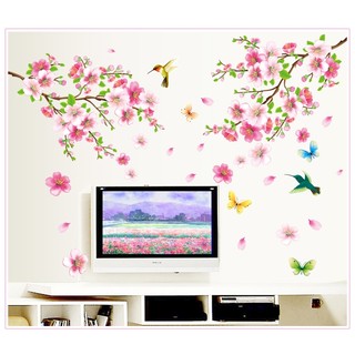 Decal dán tường decal trang trí cành đào hồng 3 BINBIN PK162