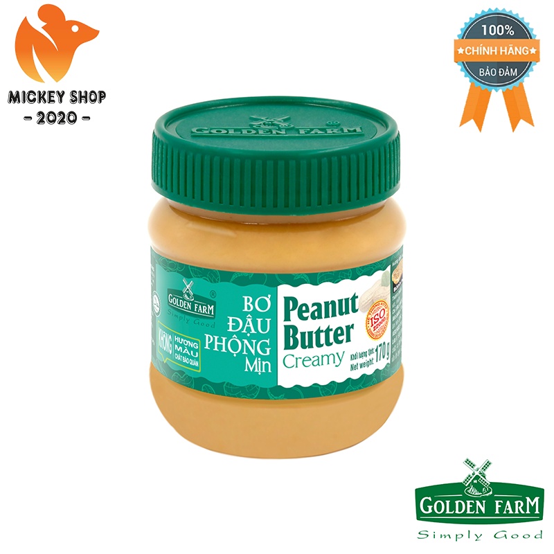 [ BÁN CHẠY ] Bơ Đậu Phộng Mịn Peanut Butter Creamy Golden Farm 170g, 340g, 510g - CHÍNH HÃNG