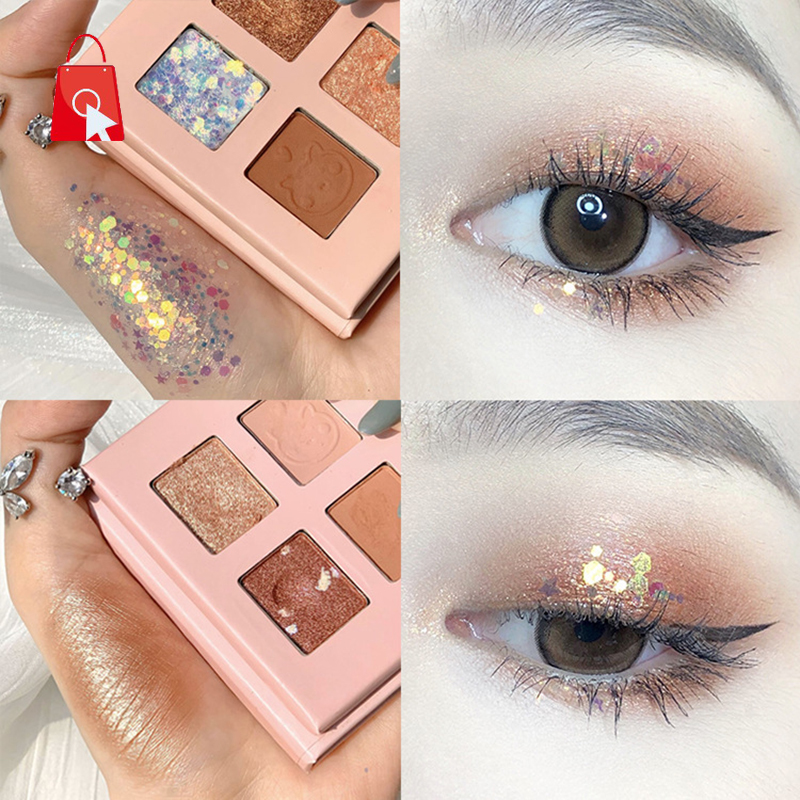 (Hàng Mới Về) Bảng Phấn Mắt 4 Màu Sắc Hiệu Ứng Lì / Ánh Nhũ Chống Nước Thiết Kế Hộp Hình Động Vật Dễ Thương Jp1