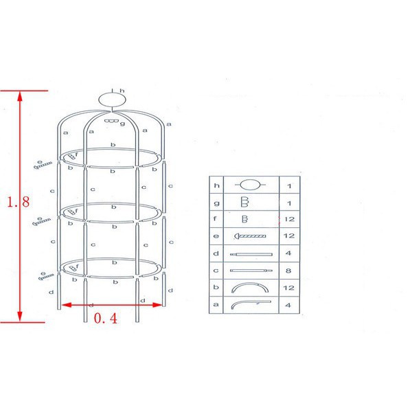 Khung lắp ráp đỡ hoa hồng leo, giá đỡ cây cà chua, cây trang trí dạng leo dạng tháp