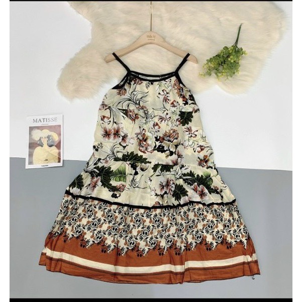 váy lanh bầu 2 dây siêu nhẹ , siêu mát Free size 40~65kg