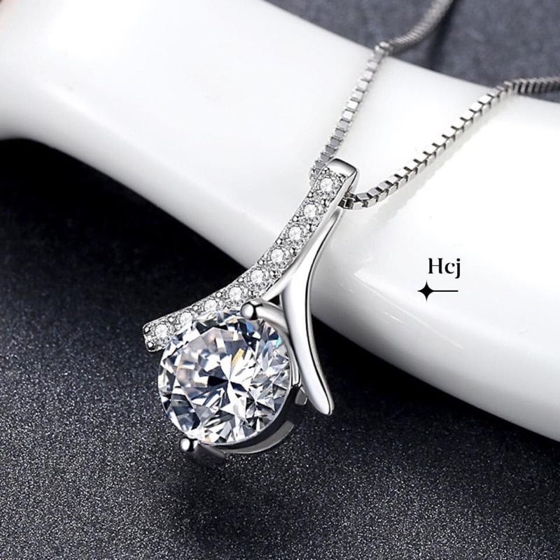 Dây chuyền nữ bạc ta mặt xoắn đính đá xinh xắn - Kho sỉ bạc Nhất Linh