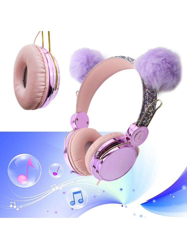 VIVI New cartoon headset computer children's headset wired plush cute headset