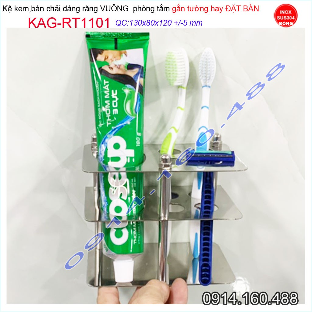 Kệ inox 304 để kem đánh răng bàn chải KAG-RT1101 giá để cây đánh răng mẫu mới sử dụng tiện lợi