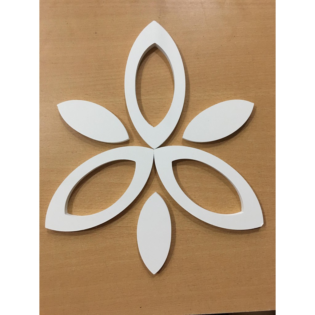 Bộ 6 lá kép trang trí dán tường 3D gỗ