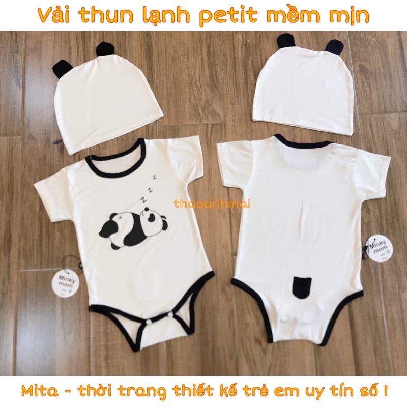 Set body chip Minky mom hình gấu trúc Bộ áo liền quần siêu đáng yêu cho bé