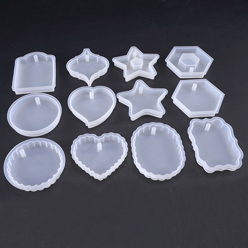 Bộ 12 Khuôn Silicone Làm Móc Khóa Hình Học