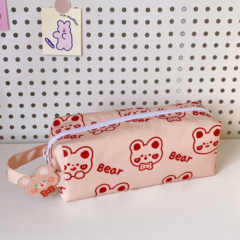 Túi Đựng Bút Bằng Vải Canvas Có Khóa Kéo In Hoạt Hình Dành Cho Học Sinh