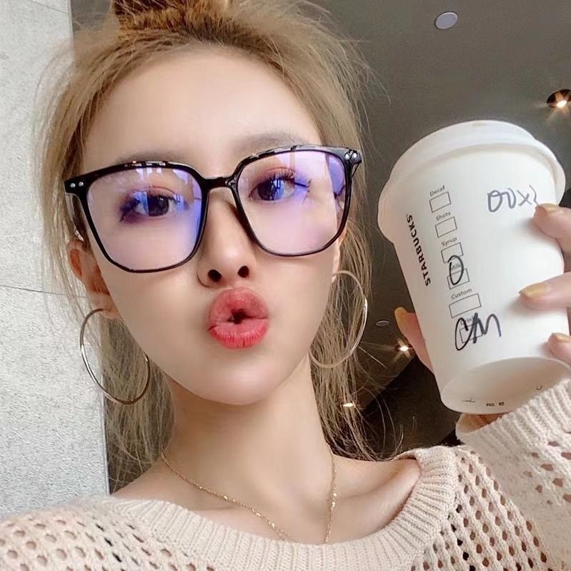 Mắt kính gọng lớn thời trang sành điệu chống ánh sáng xanh UNISEX 2 CHẤM NGANG 1019