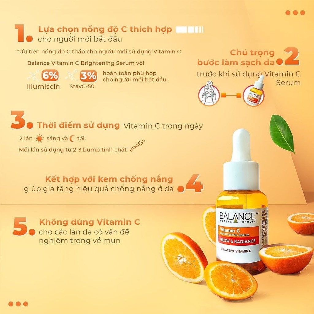 Tinh Chất giảm thâm, trắng da Balance Active Formula Vitamin C Serum 30ml