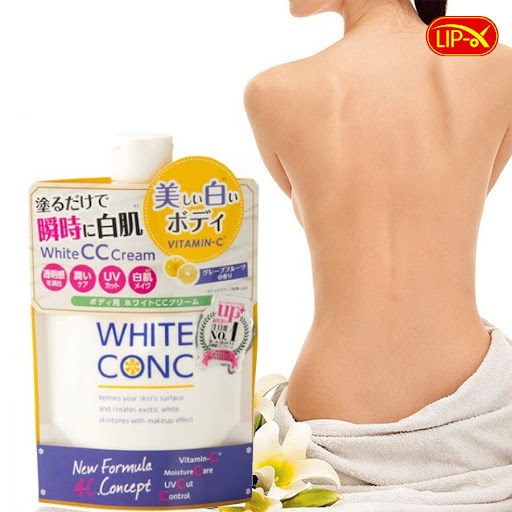 Kem Dưỡng Da Trắng Và Makeup Body White Conc CC Cream With Vitamin C (200g) Nhật Bản, kem ngày White Conc