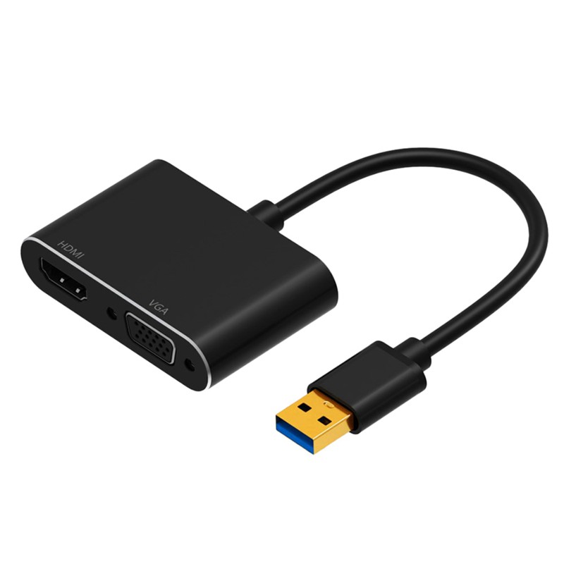 (Đang Bán) Bộ Thiết Bị Chuyển Đổi Usb 3.0 Sang Vga Hdmi Vga 1080p Cho Windows 7 / 8 / 10 (Black)