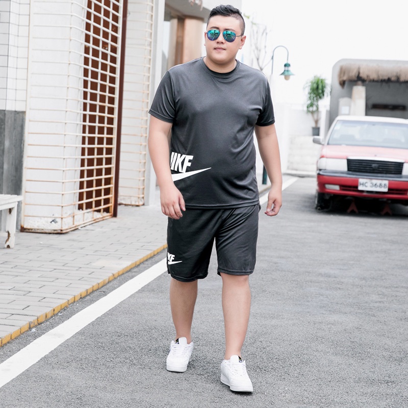 Set Đồ Thể Thao 2 Món Gồm Áo Thun Tay Lửng + Quần Short Size Lớn Thoáng Khí Thời Trang Mùa Hè Cho Nam