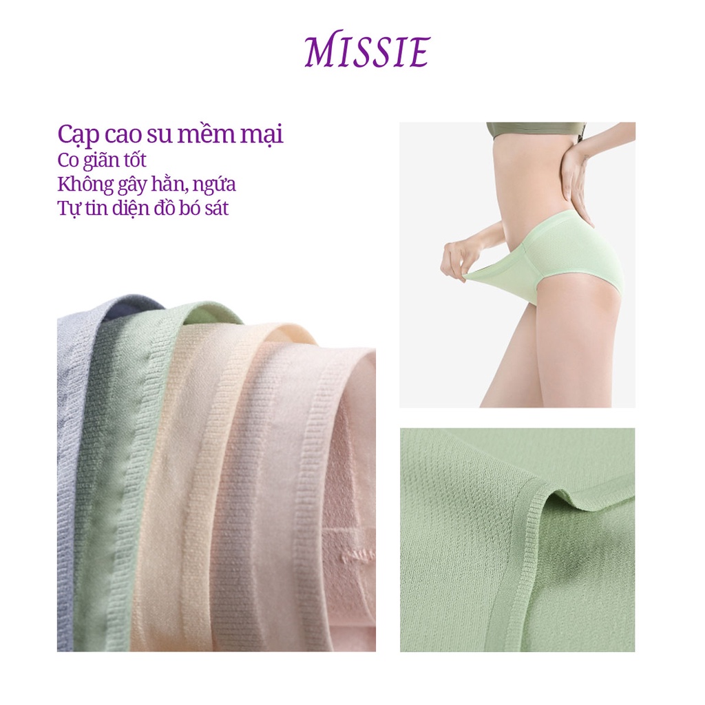 Quần lót nữ trơn cotton nhiều màu, tàng hình không đường may, siêu thấm hút khử mùi Missie Q08