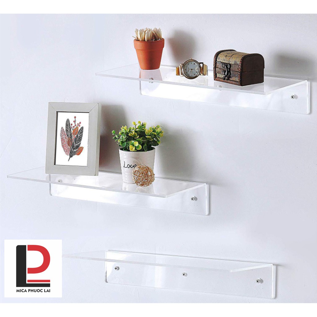Kệ mica, acrylic chữ L treo tường cao cấp